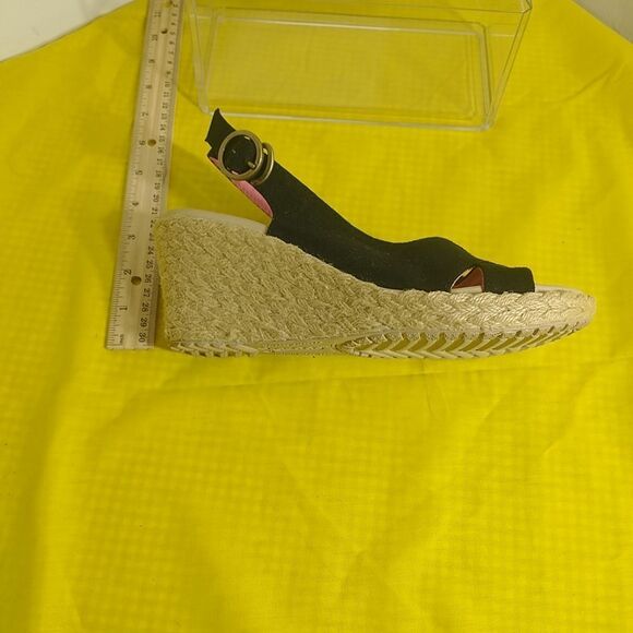 CROCS A-Leigh Black Slingback Espadrille Platform Wedge Sandals Women’s SZ 7. - Picture 2 of 11